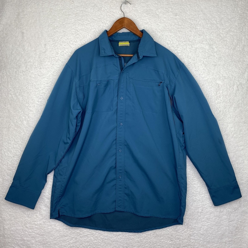 Cabela's Mens XL Blue Button Up Long Sleeve Microfiber Fishing Shirt M10SH503